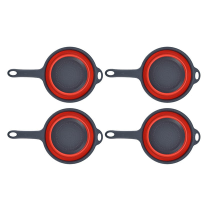 4PCS Collapsible Colander Strainer Round with Handle Hanging Hole for Pasta Vegetables FruitsRed V1294-YM0523-3118220034511