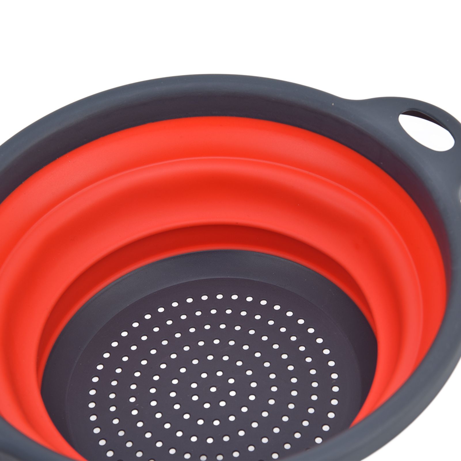 4PCS Collapsible Colander Strainer Round with Handle Hanging Hole for Pasta Vegetables FruitsRed V1294-YM0523-3118220034511