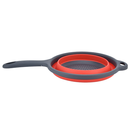 4PCS Collapsible Colander Strainer Round with Handle Hanging Hole for Pasta Vegetables FruitsRed V1294-YM0523-3118220034511