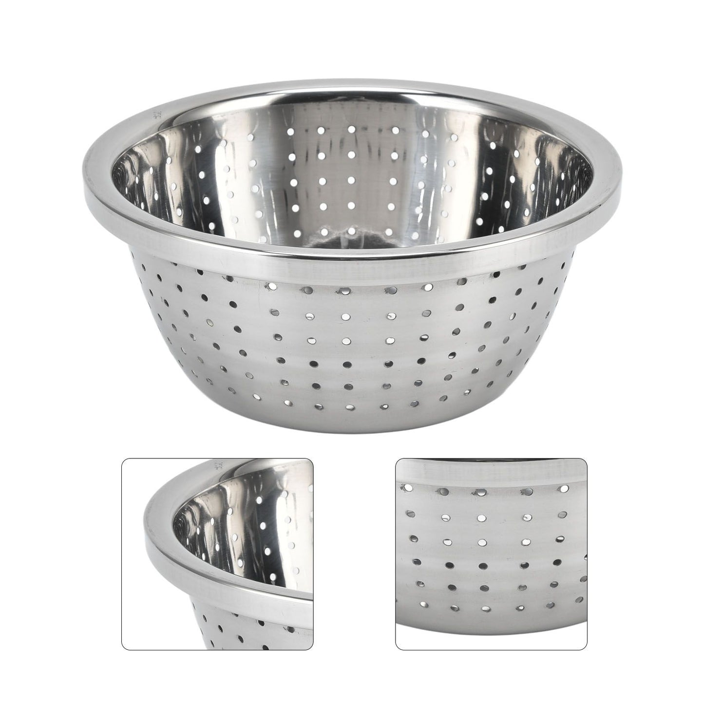 Vegetable Washing Basket Rustproof Multifunction Stainless Steel Colander for Kitchen Household Silver18cm V1294-YM0523-3118220035711