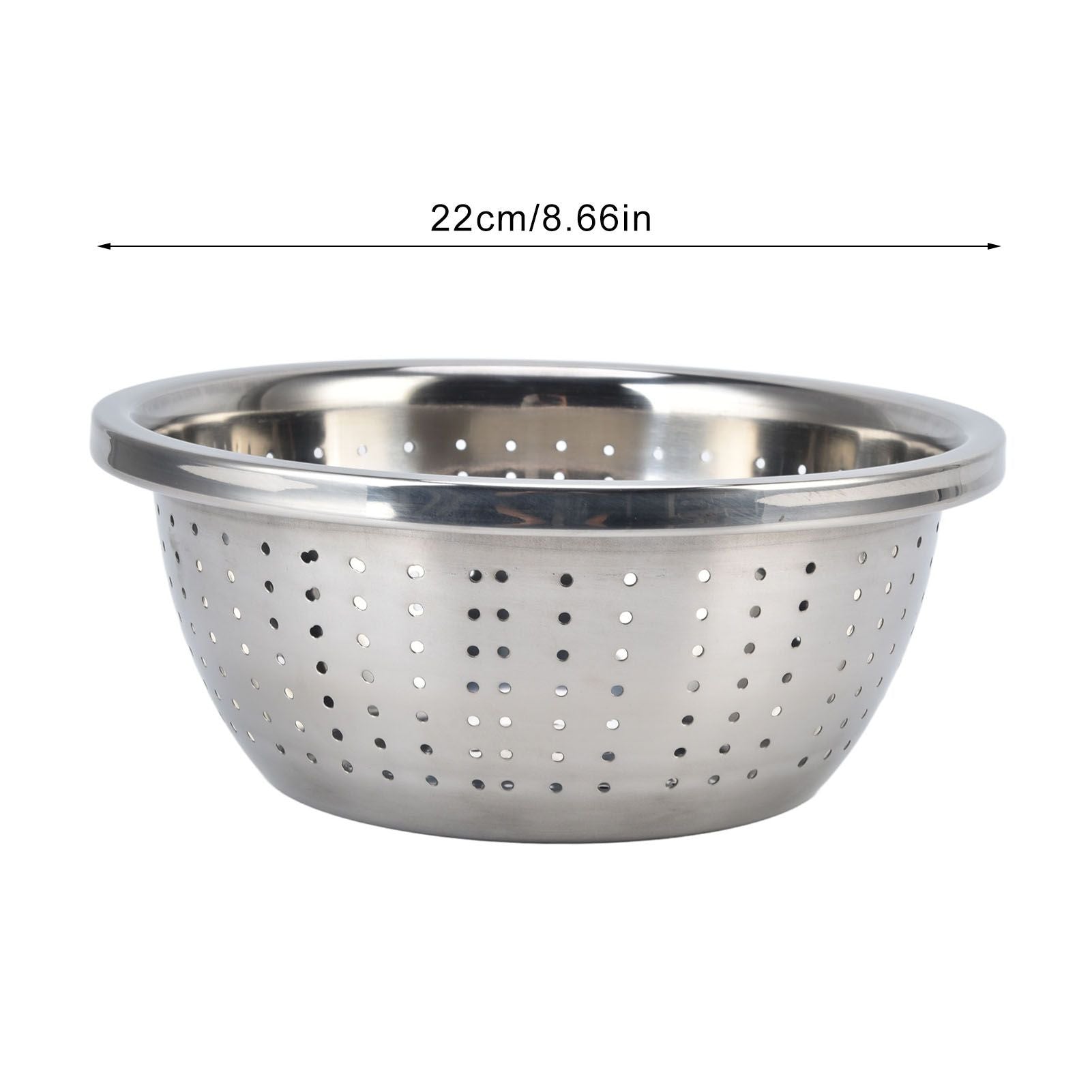Vegetable Washing Basket Rustproof Multifunction Stainless Steel Colander for Kitchen Household Silver22cm V1294-YM0523-3118220035713