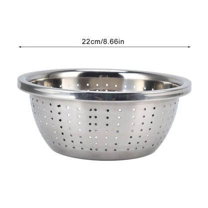 Vegetable Washing Basket Rustproof Multifunction Stainless Steel Colander for Kitchen Household Silver22cm V1294-YM0523-3118220035713