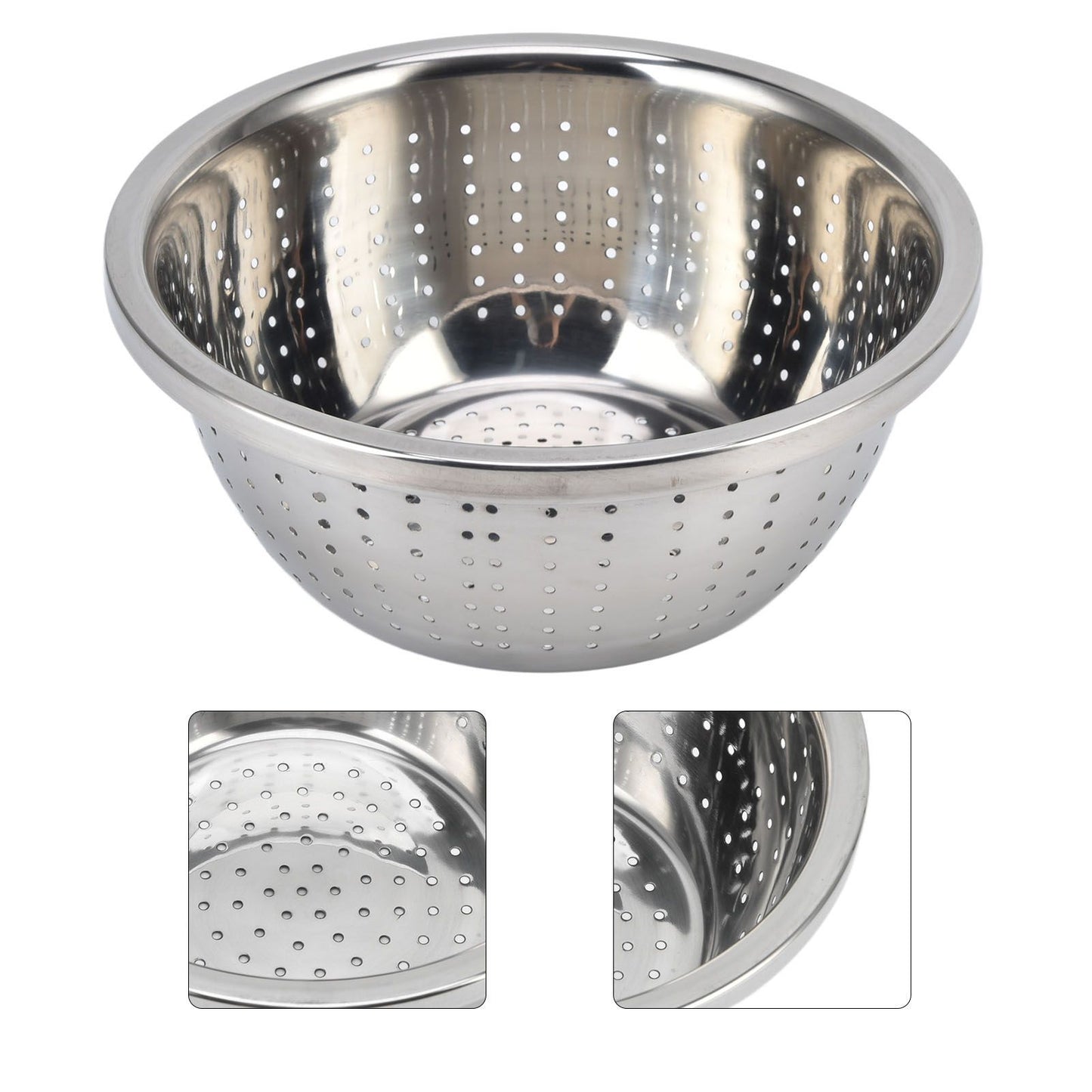 Vegetable Washing Basket Rustproof Multifunction Stainless Steel Colander for Kitchen Household Silver22cm V1294-YM0523-3118220035713