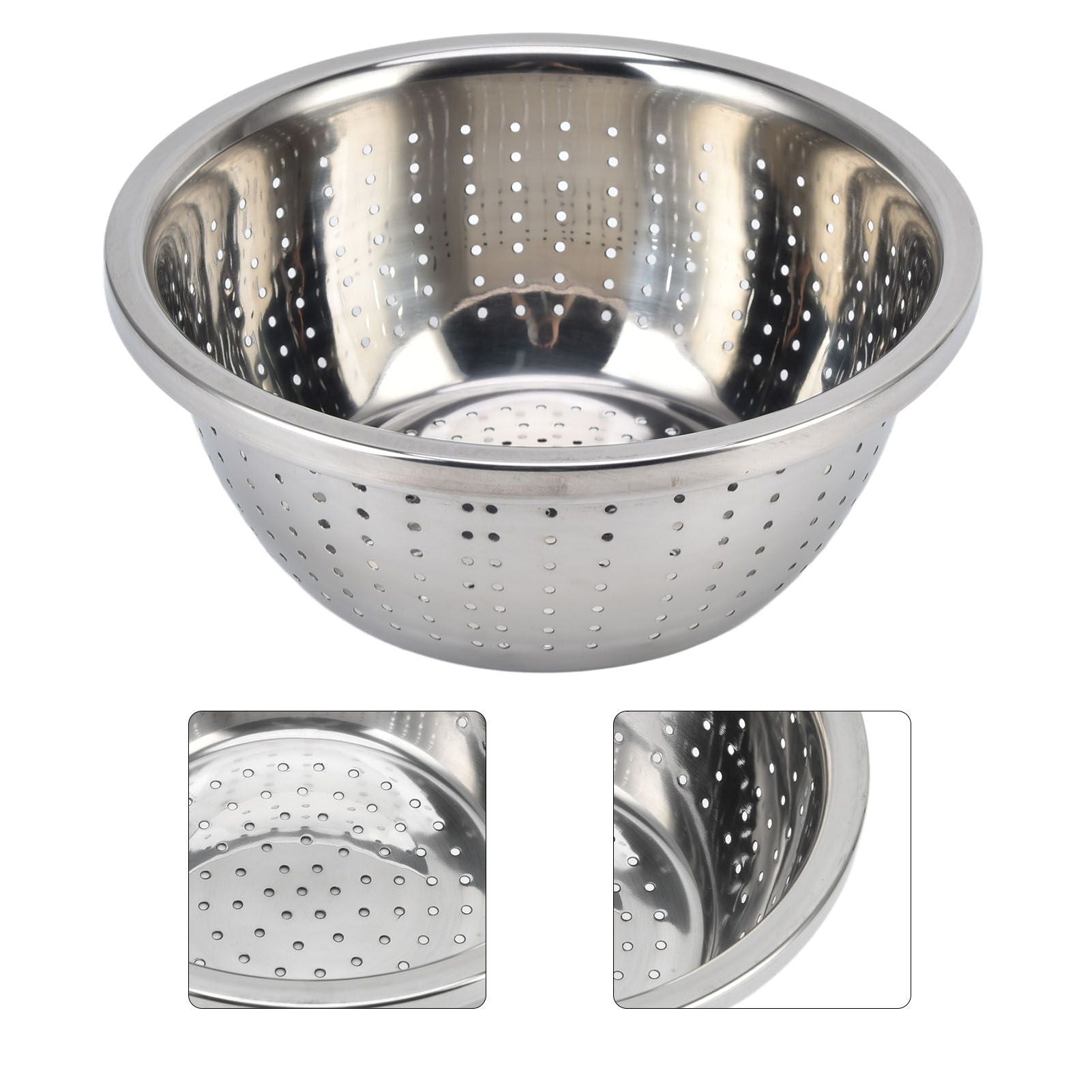 Vegetable Washing Basket Rustproof Multifunction Stainless Steel Colander for Kitchen Household Silver22cm V1294-YM0523-3118220035713