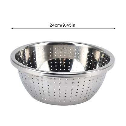 Vegetable Washing Basket Rustproof Multifunction Stainless Steel Colander for Kitchen Household Silver24cm V1294-YM0523-3118220035714