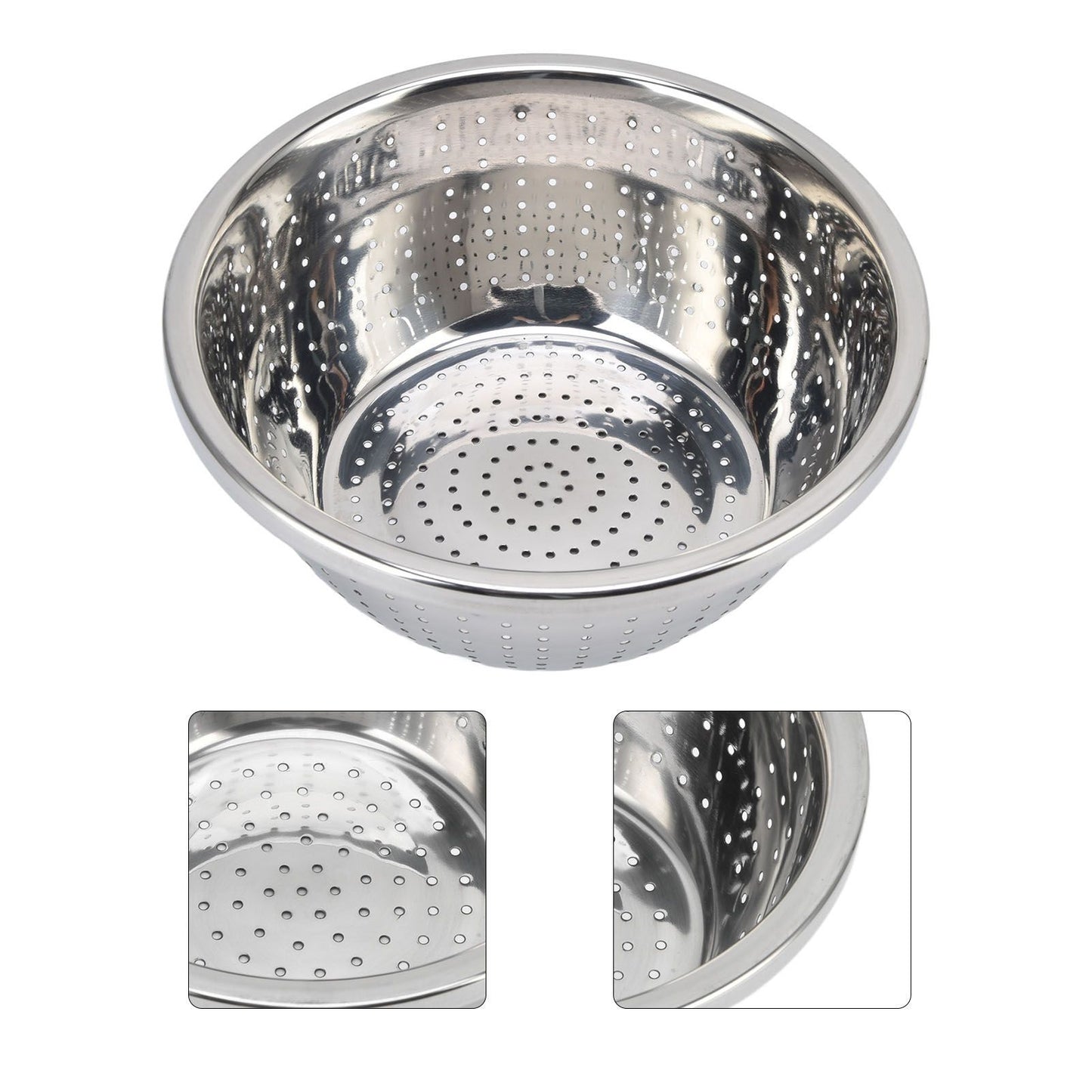 Vegetable Washing Basket Rustproof Multifunction Stainless Steel Colander for Kitchen Household Silver24cm V1294-YM0523-3118220035714