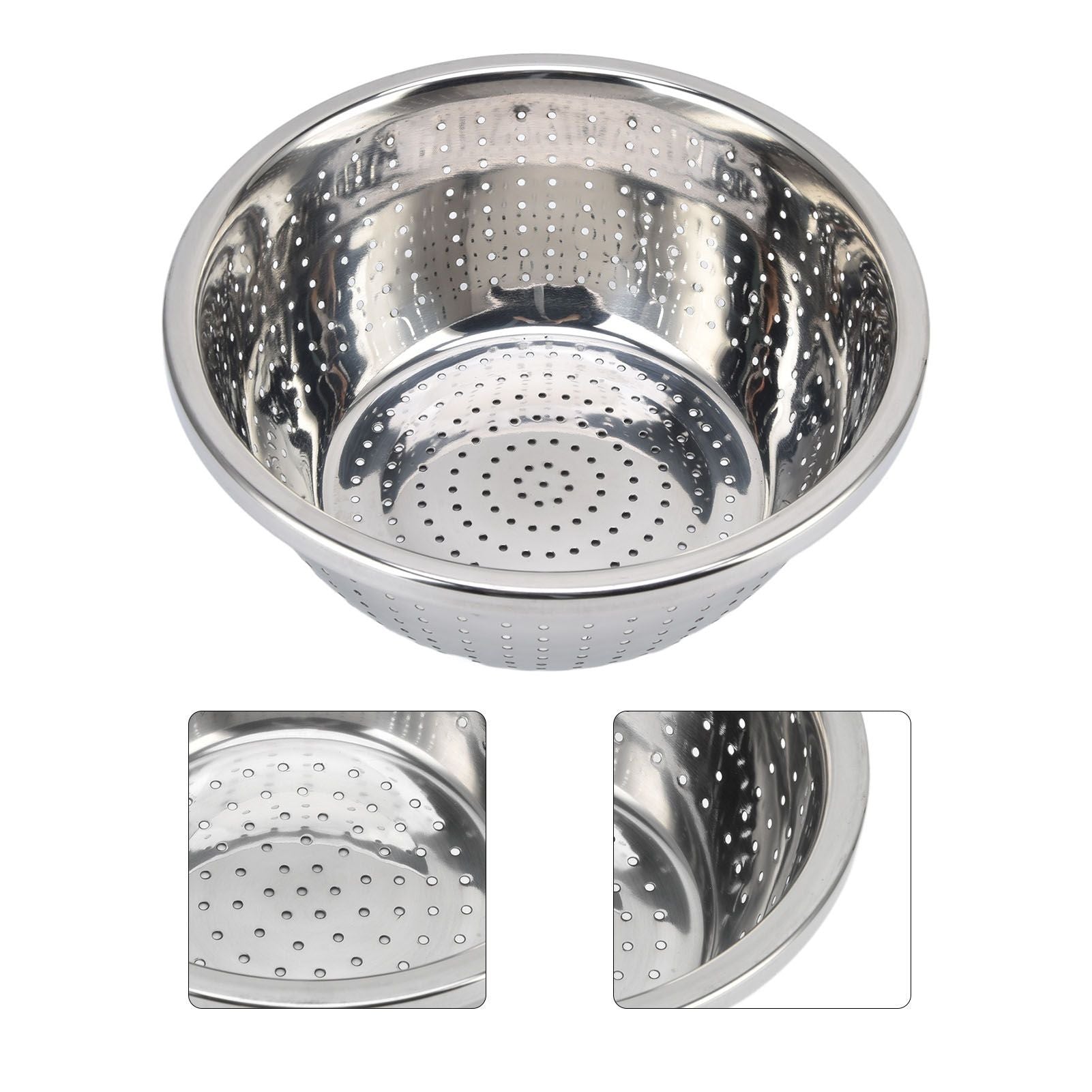 Vegetable Washing Basket Rustproof Multifunction Stainless Steel Colander for Kitchen Household Silver24cm V1294-YM0523-3118220035714