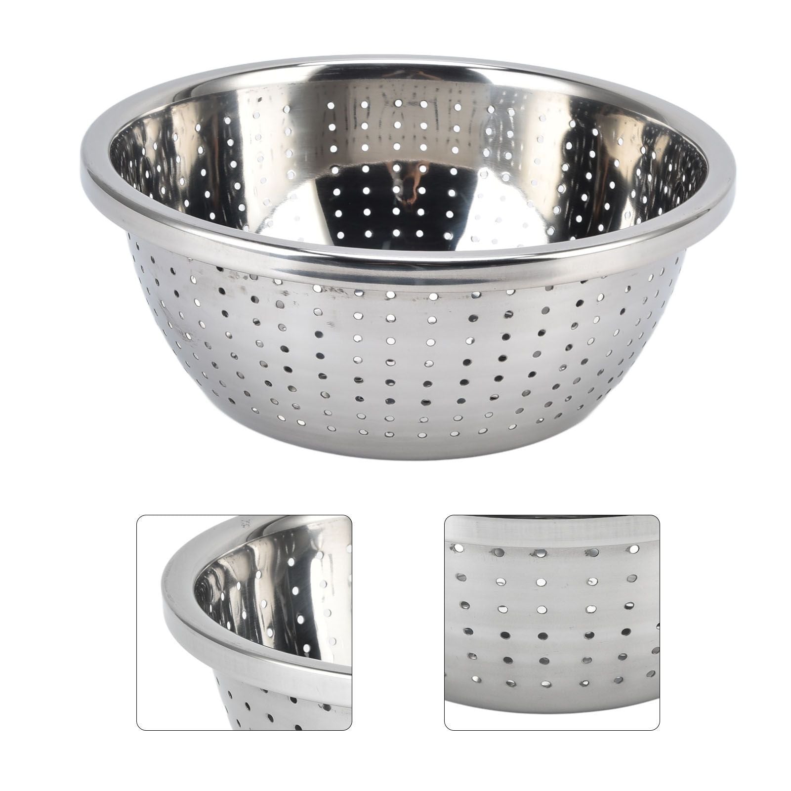 Vegetable Washing Basket Rustproof Multifunction Stainless Steel Colander for Kitchen Household Silver24cm V1294-YM0523-3118220035714
