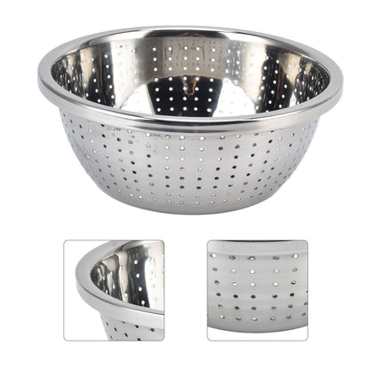 Vegetable Washing Basket Rustproof Multifunction Stainless Steel Colander for Kitchen Household Silver24cm V1294-YM0523-3118220035714