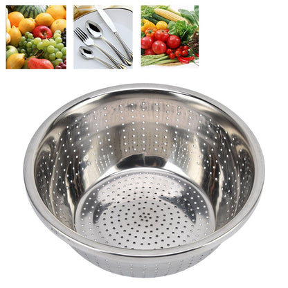 Vegetable Washing Basket Rustproof Multifunction Stainless Steel Colander for Kitchen Household Silver26cm V1294-YM0523-3118220035715