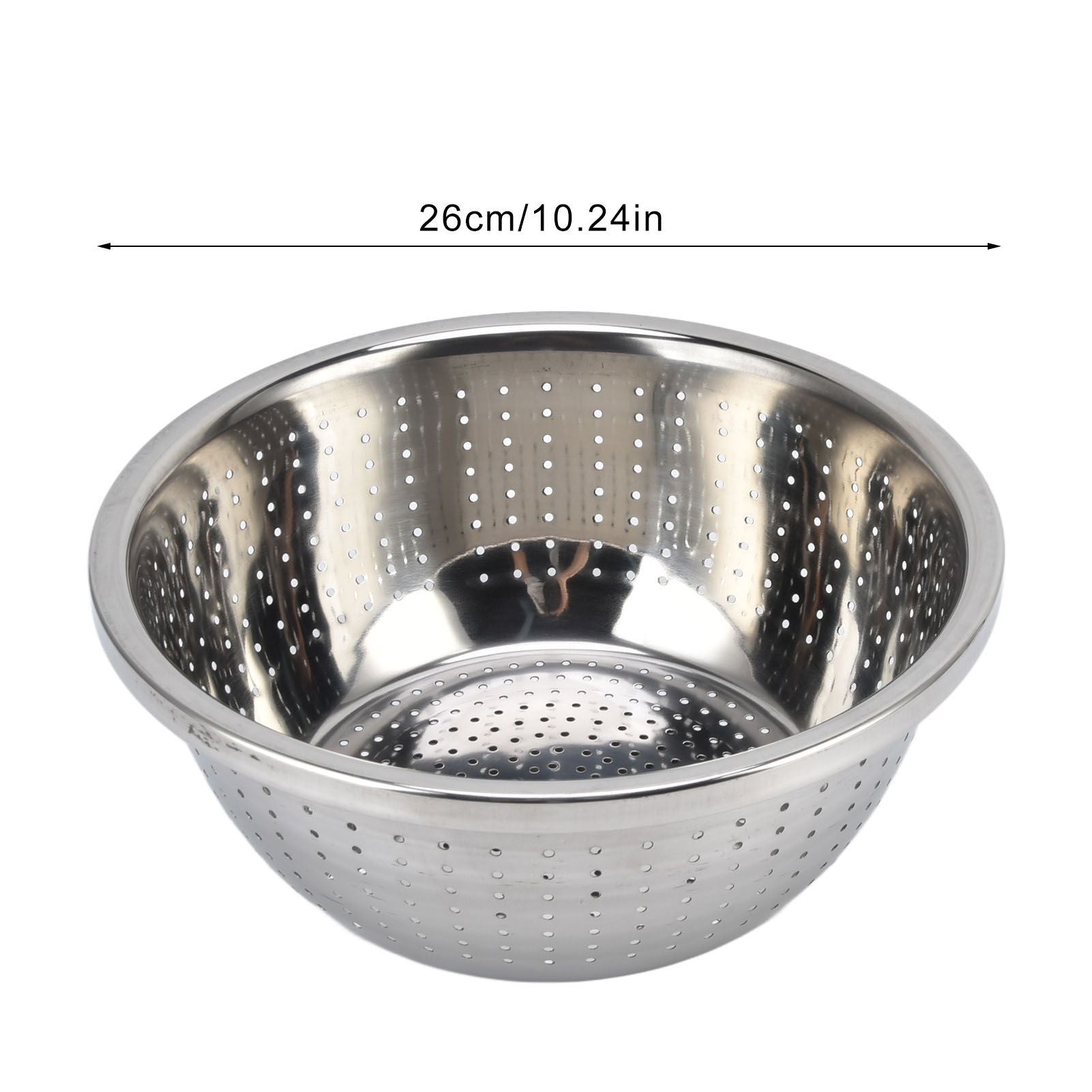 Vegetable Washing Basket Rustproof Multifunction Stainless Steel Colander for Kitchen Household Silver26cm V1294-YM0523-3118220035715