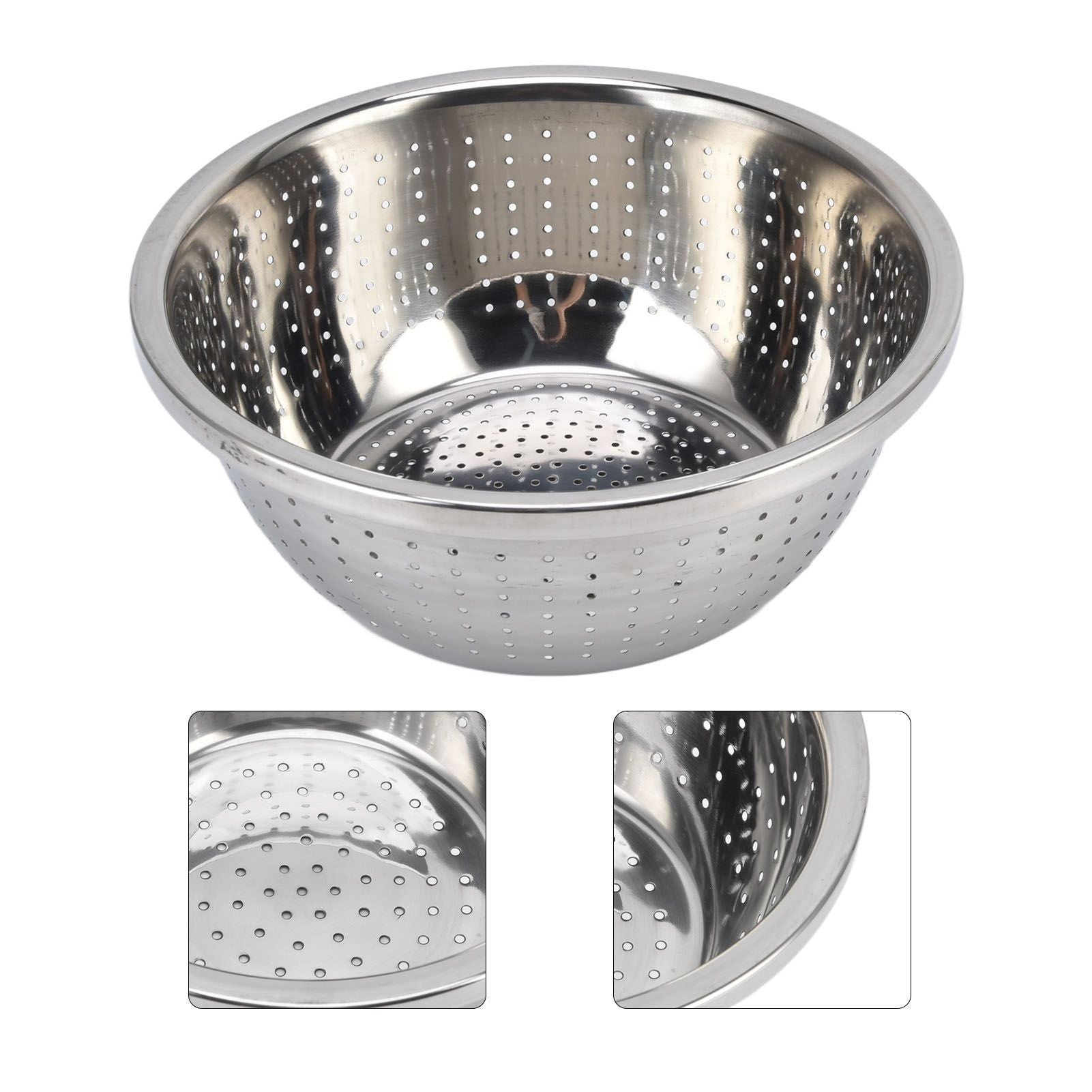 Vegetable Washing Basket Rustproof Multifunction Stainless Steel Colander for Kitchen Household Silver26cm V1294-YM0523-3118220035715