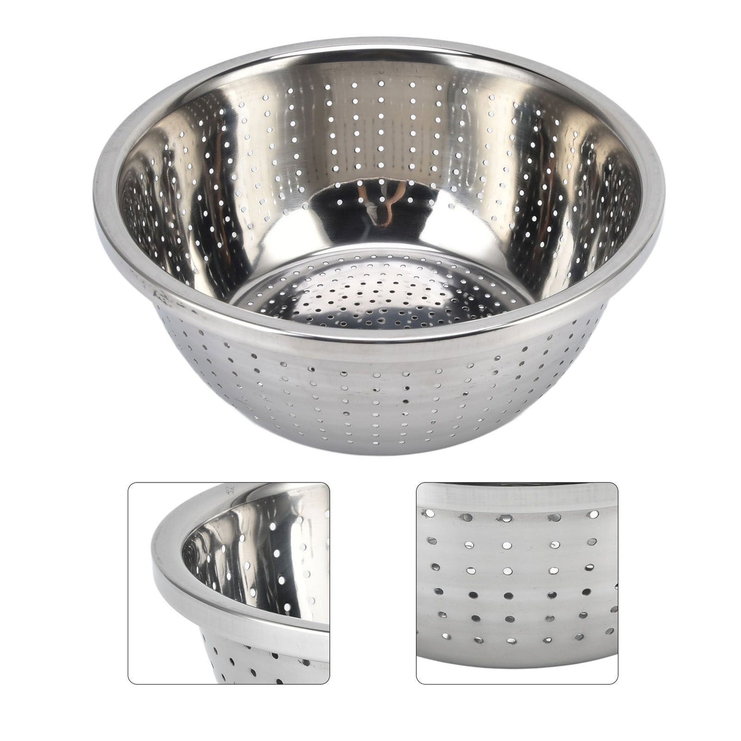 Vegetable Washing Basket Rustproof Multifunction Stainless Steel Colander for Kitchen Household Silver26cm V1294-YM0523-3118220035715