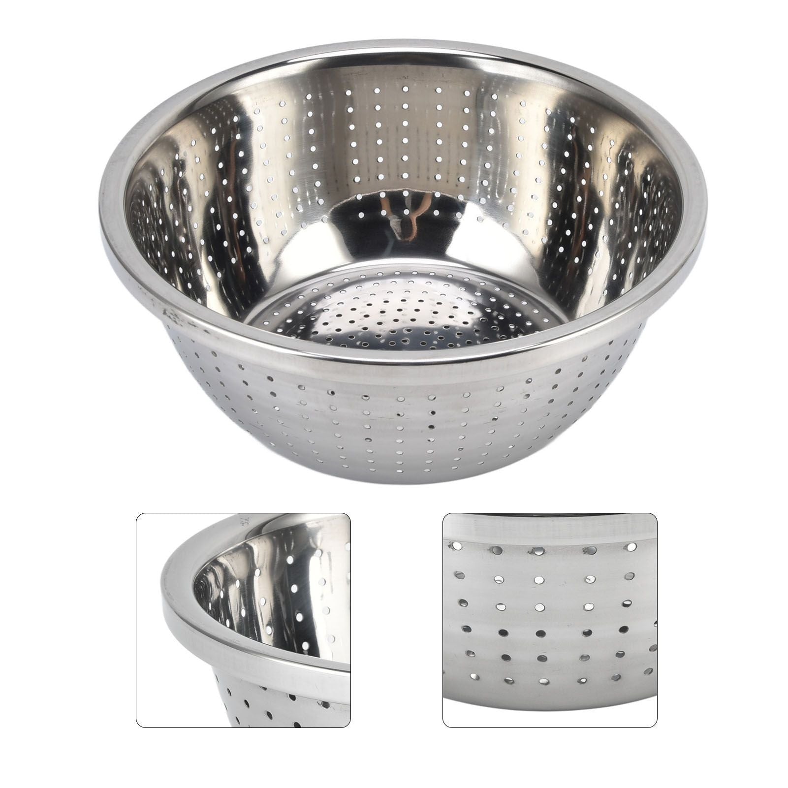 Vegetable Washing Basket Rustproof Multifunction Stainless Steel Colander for Kitchen Household Silver26cm V1294-YM0523-3118220035715