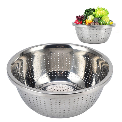 Vegetable Washing Basket Rustproof Multifunction Stainless Steel Colander for Kitchen Household Silver28cm V1294-YM0523-3118220035716