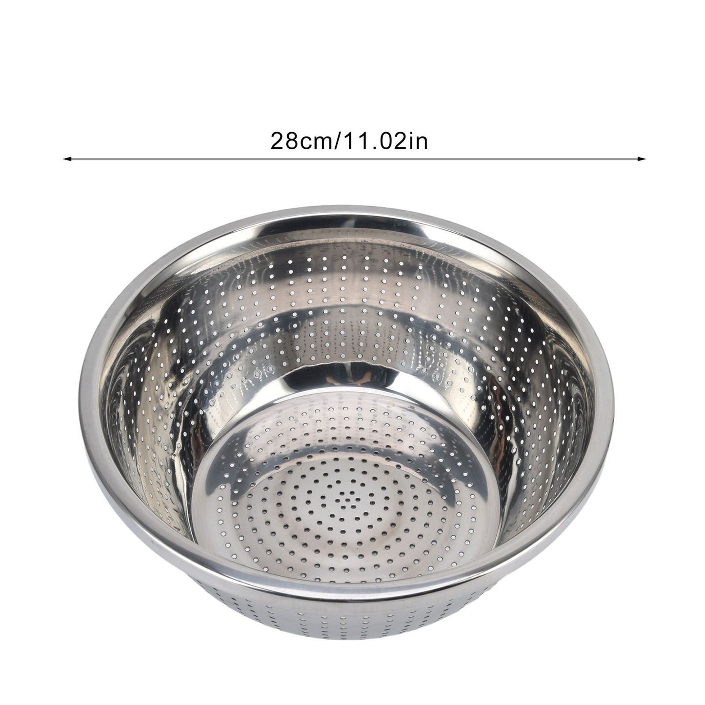 Vegetable Washing Basket Rustproof Multifunction Stainless Steel Colander for Kitchen Household Silver28cm V1294-YM0523-3118220035716