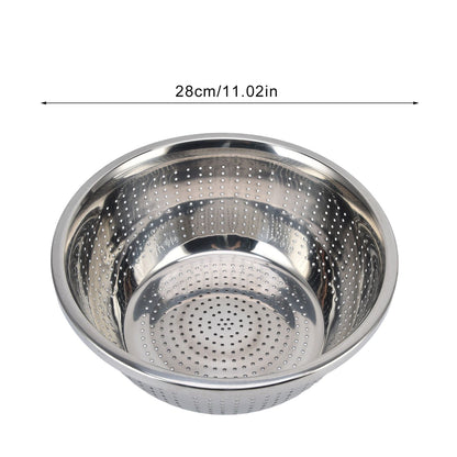 Vegetable Washing Basket Rustproof Multifunction Stainless Steel Colander for Kitchen Household Silver28cm V1294-YM0523-3118220035716