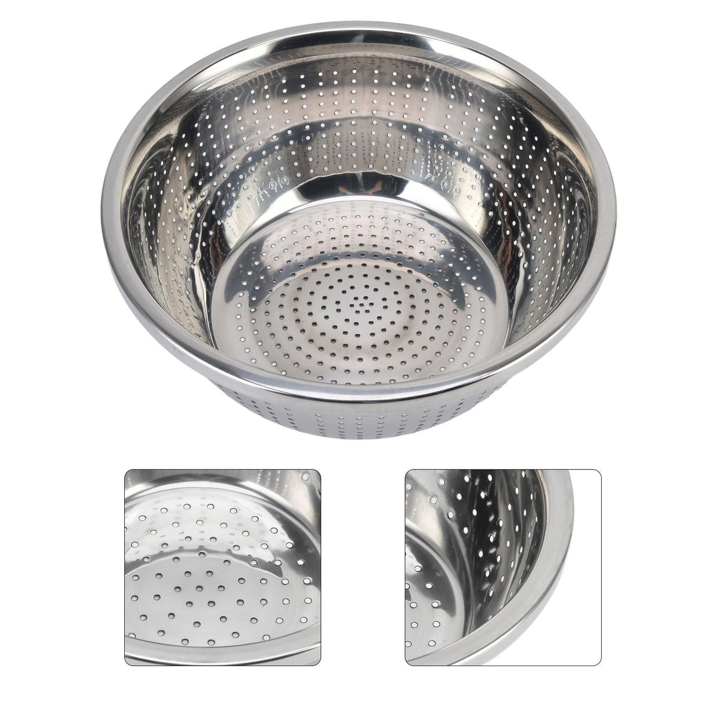 Vegetable Washing Basket Rustproof Multifunction Stainless Steel Colander for Kitchen Household Silver28cm V1294-YM0523-3118220035716