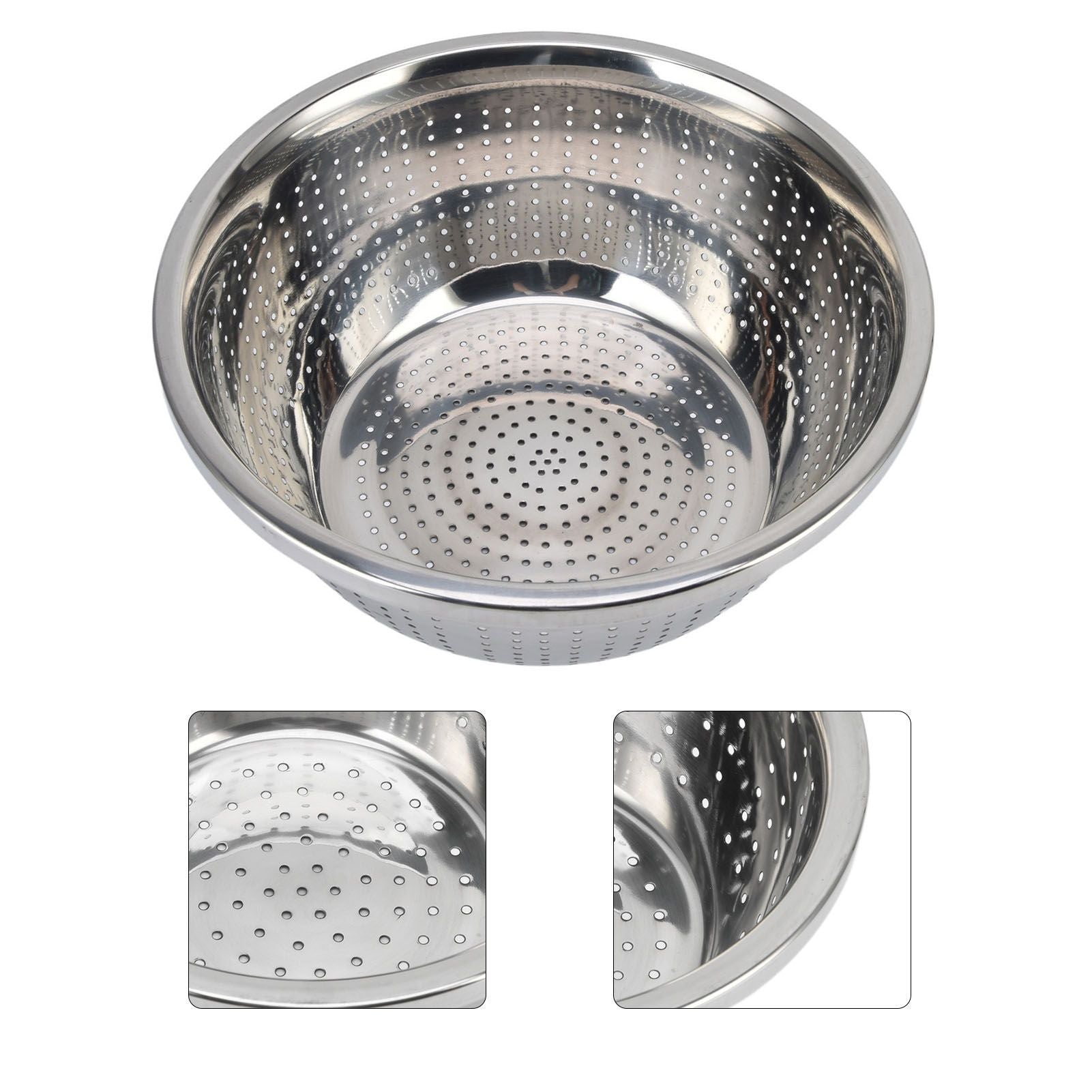 Vegetable Washing Basket Rustproof Multifunction Stainless Steel Colander for Kitchen Household Silver28cm V1294-YM0523-3118220035716