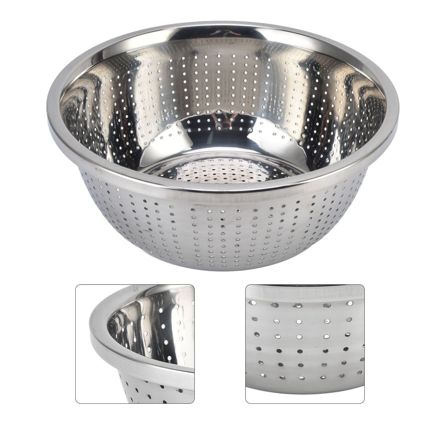 Vegetable Washing Basket Rustproof Multifunction Stainless Steel Colander for Kitchen Household Silver28cm V1294-YM0523-3118220035716