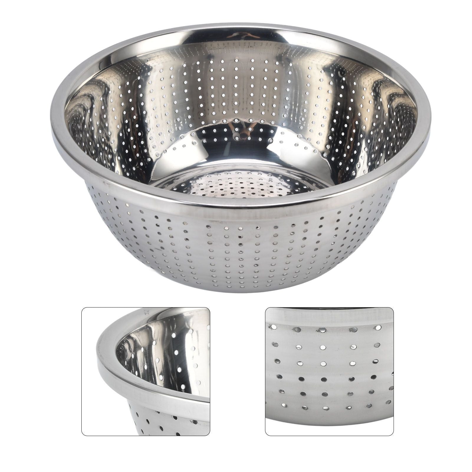 Vegetable Washing Basket Rustproof Multifunction Stainless Steel Colander for Kitchen Household Silver28cm V1294-YM0523-3118220035716