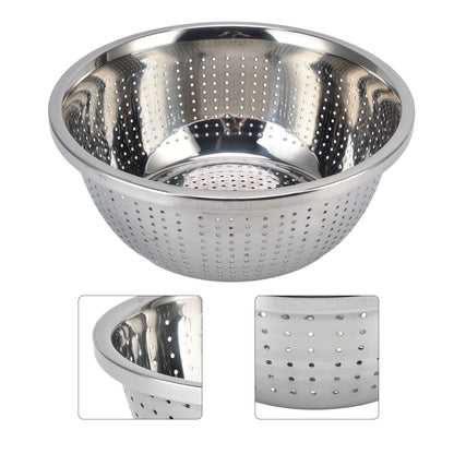 Vegetable Washing Basket Rustproof Multifunction Stainless Steel Colander for Kitchen Household Silver28cm V1294-YM0523-3118220035716