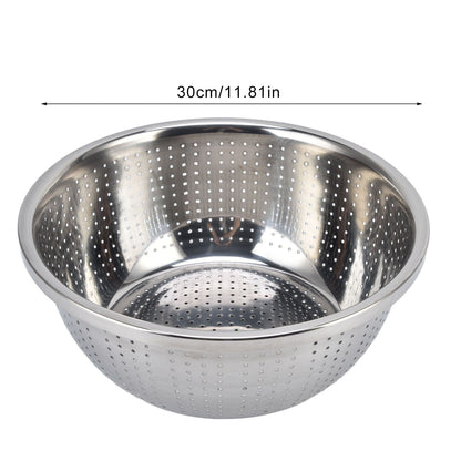 Vegetable Washing Basket Rustproof Multifunction Stainless Steel Colander for Kitchen Household Silver30cm V1294-YM0523-3118220035717