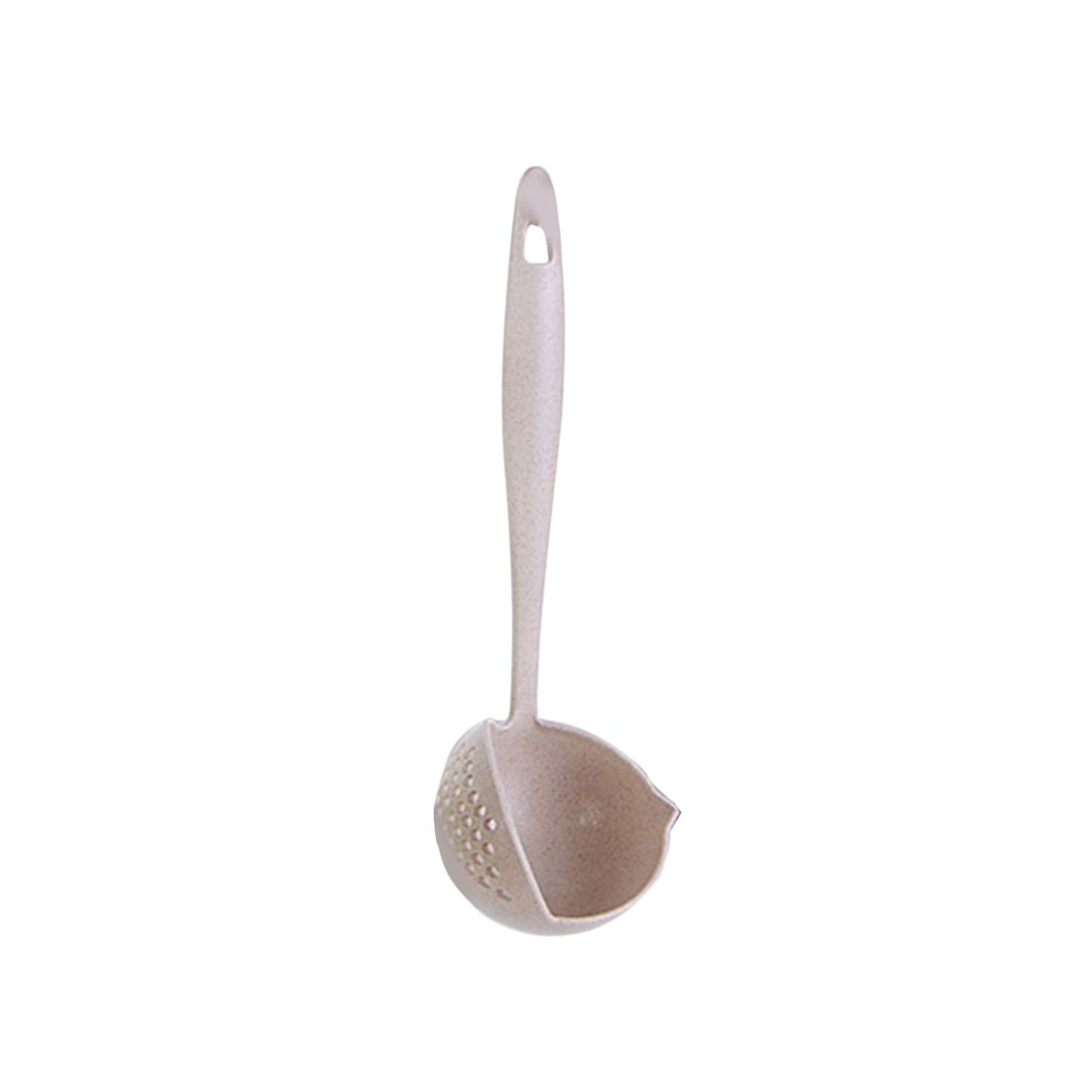 Long Handle Colander 2 in 1 Kitchen Anti Scald Long Handle Round Filter Colander Spoon TablewareBeige V1294-YM0523-3118220037511