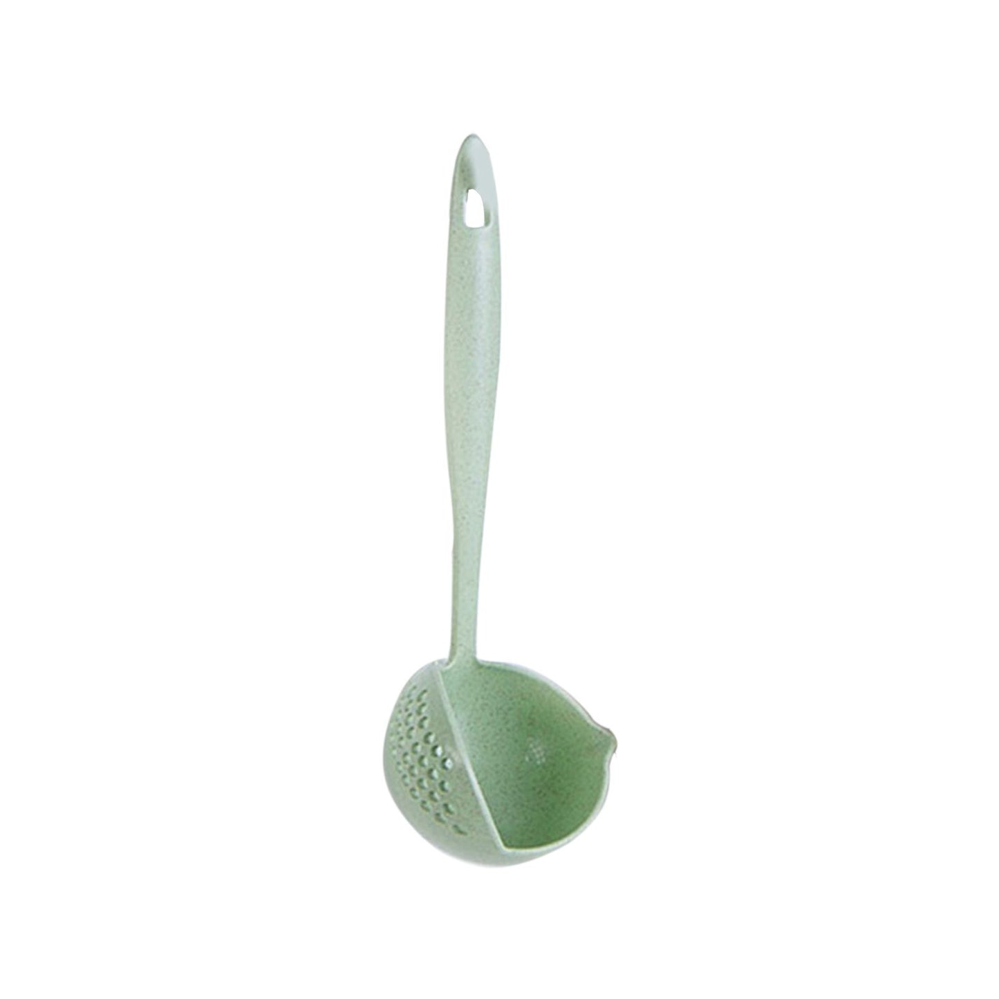 Long Handle Colander 2 in 1 Kitchen Anti Scald Long Handle Round Filter Colander Spoon TablewareGreen V1294-YM0523-3118220037513