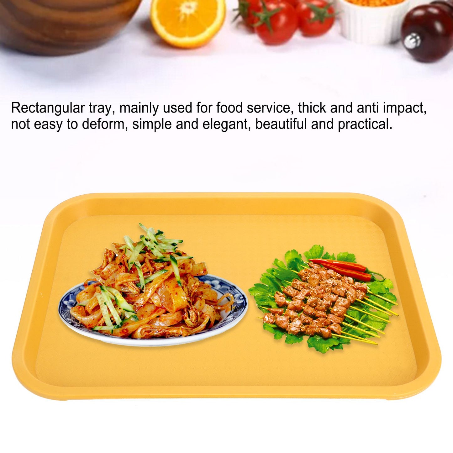 Fast Food Tray PP Rectangular Thick Slip Resistant Multi Purpose Food Service Tray for Restaurant V1294-YM0523-3118220038111