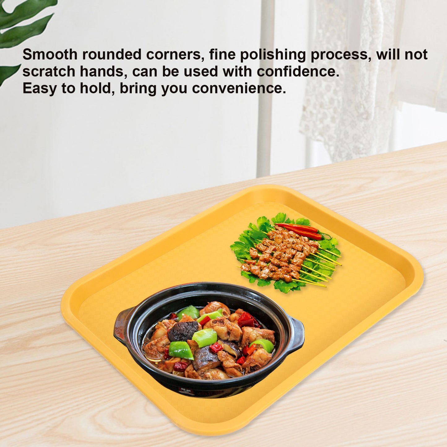 Fast Food Tray PP Rectangular Thick Slip Resistant Multi Purpose Food Service Tray for Restaurant V1294-YM0523-3118220038111