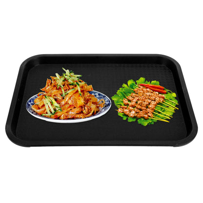 Fast Food Tray PP Rectangular Thick Slip Resistant Multi Purpose Food Service Tray for Restaurant CanteenBlack V1294-YM0523-3118220038112
