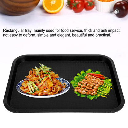 Fast Food Tray PP Rectangular Thick Slip Resistant Multi Purpose Food Service Tray for Restaurant CanteenBlack V1294-YM0523-3118220038112