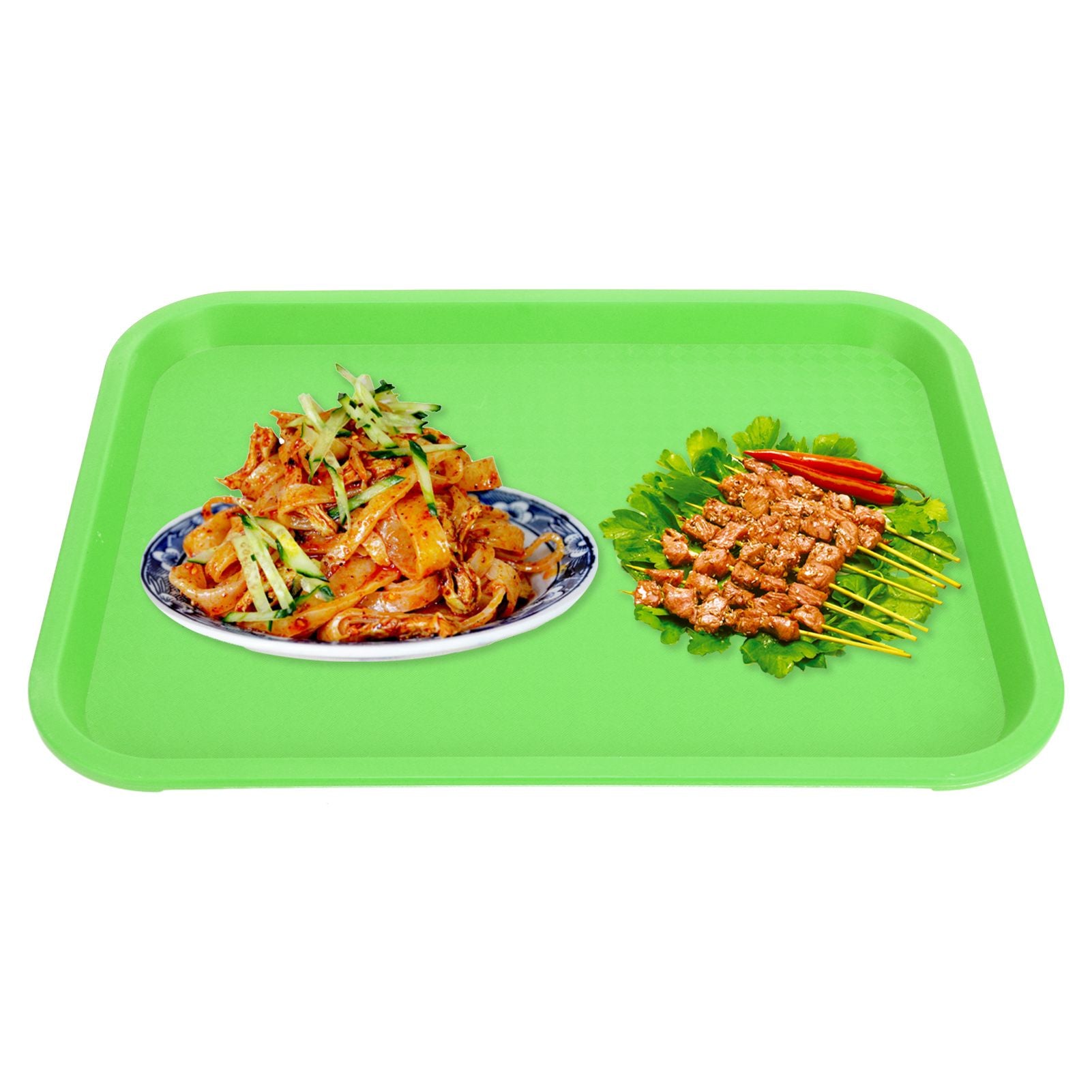 Fast Food Tray PP Rectangular Thick Slip Resistant Multi Purpose Food Service Tray for Restaurant CanteenGreen V1294-YM0523-3118220038113