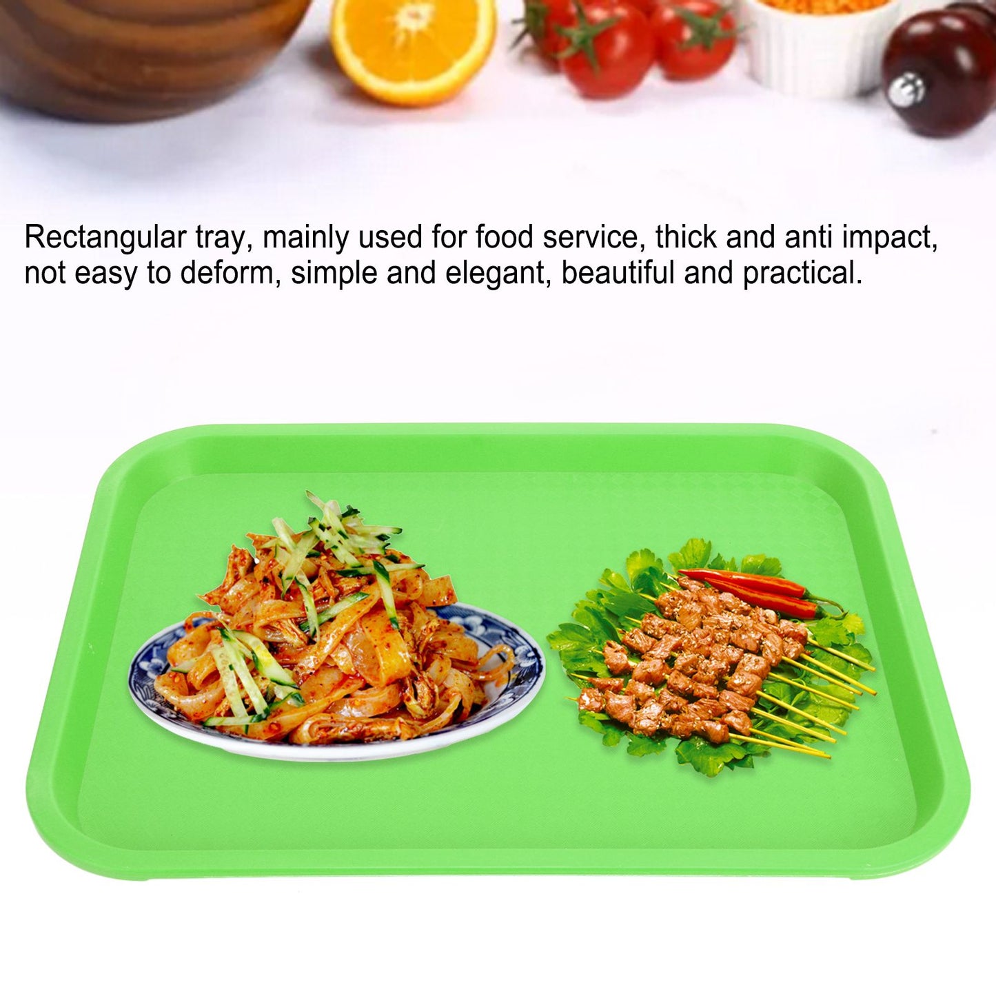 Fast Food Tray PP Rectangular Thick Slip Resistant Multi Purpose Food Service Tray for Restaurant CanteenGreen V1294-YM0523-3118220038113