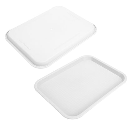 Fast Food Tray PP Rectangular Thick Slip Resistant Multi Purpose Food Service Tray for Restaurant CanteenWhite V1294-YM0523-3118220038114