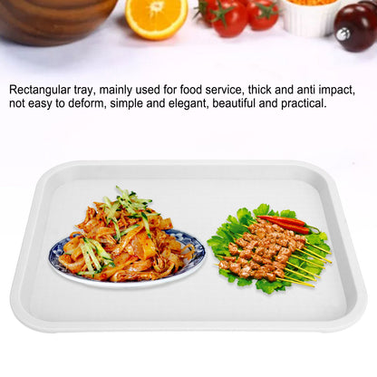 Fast Food Tray PP Rectangular Thick Slip Resistant Multi Purpose Food Service Tray for Restaurant CanteenWhite V1294-YM0523-3118220038114