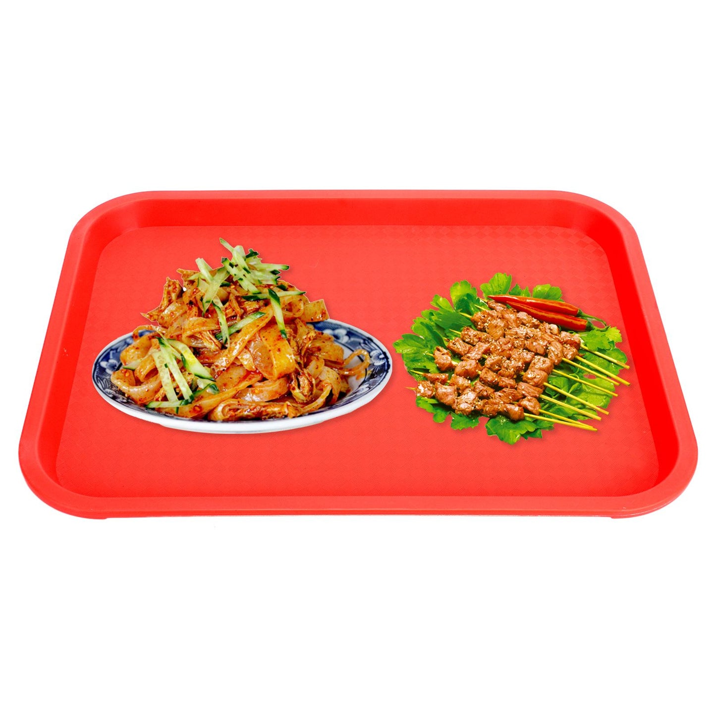 Fast Food Tray PP Rectangular Thick Slip Resistant Multi Purpose Food Service Tray for Restaurant CanteenRed V1294-YM0523-3118220038115