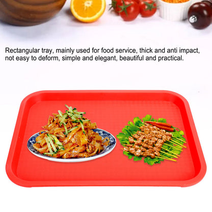 Fast Food Tray PP Rectangular Thick Slip Resistant Multi Purpose Food Service Tray for Restaurant CanteenRed V1294-YM0523-3118220038115