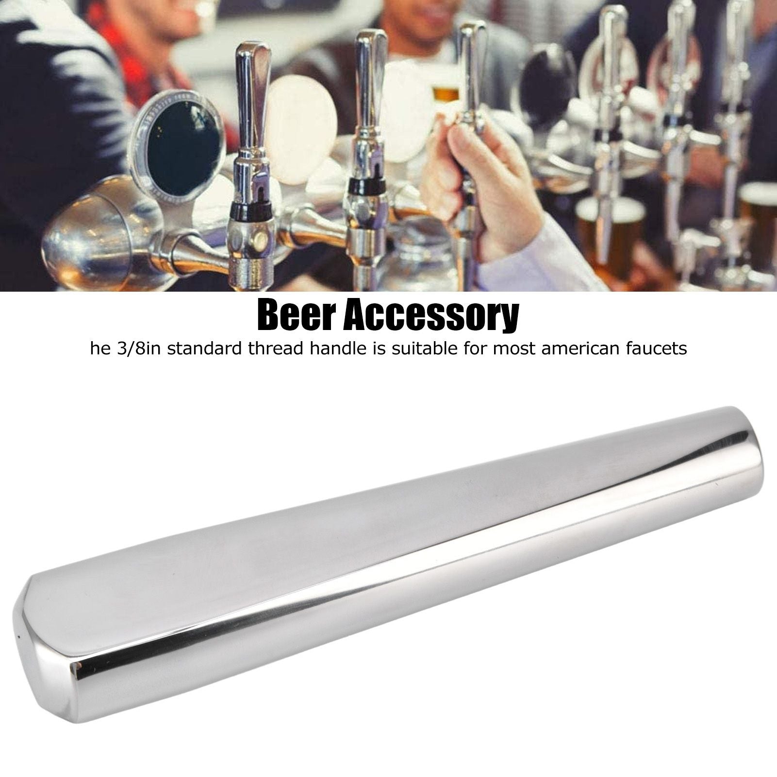 Beer Tap Handle 304 Stainless Steel Beer Faucet Handle for Standard 3/8in Thread Faucet V1294-YM0523-3118220039411