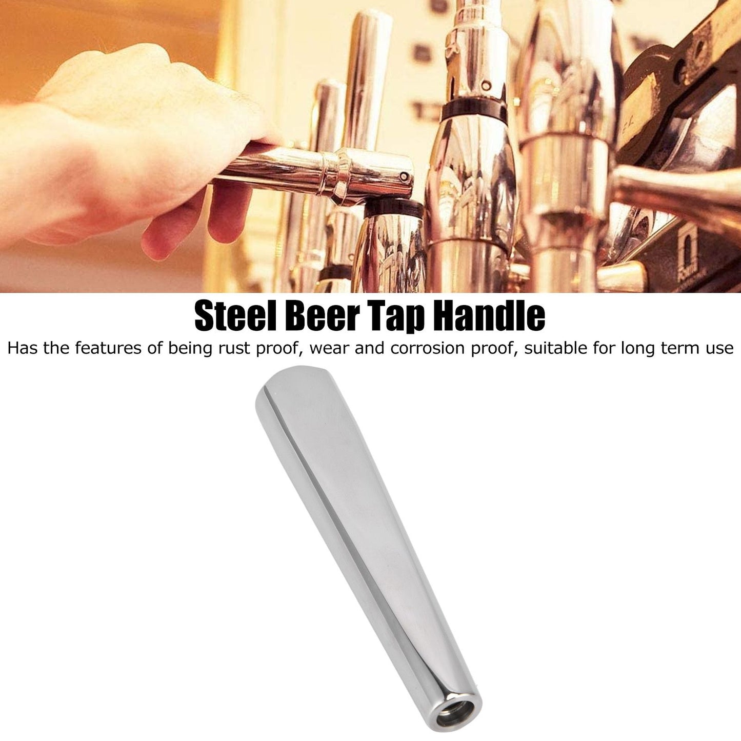 Beer Tap Handle 304 Stainless Steel Beer Faucet Handle for Standard 3/8in Thread Faucet V1294-YM0523-3118220039411