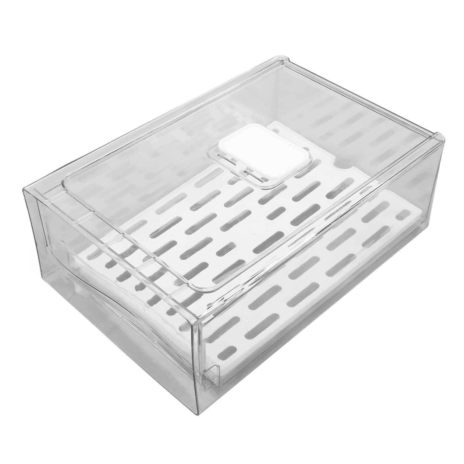 Refrigerator Storage Box Holder with Draining Plate Fruit Storage Container Preservation BoxL 11x20x30cm / V1294-YM0523-3118220040111