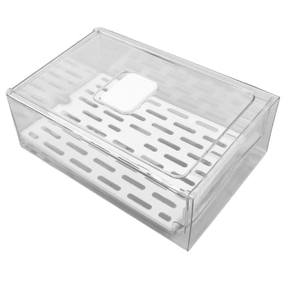 Refrigerator Storage Box Holder with Draining Plate Fruit Storage Container Preservation BoxL 11x20x30cm / V1294-YM0523-3118220040111