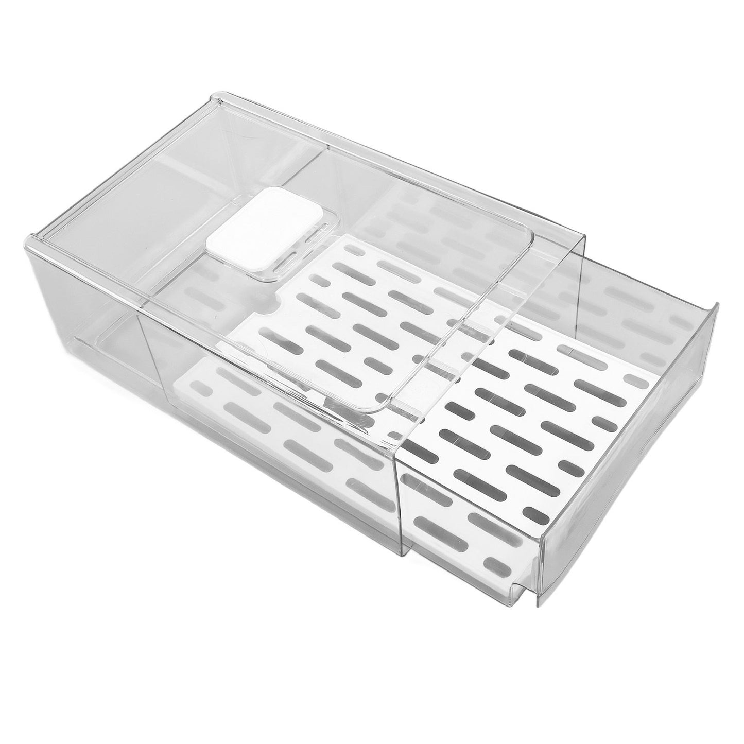 Refrigerator Storage Box Holder with Draining Plate Fruit Storage Container Preservation BoxL 11x20x30cm / V1294-YM0523-3118220040111