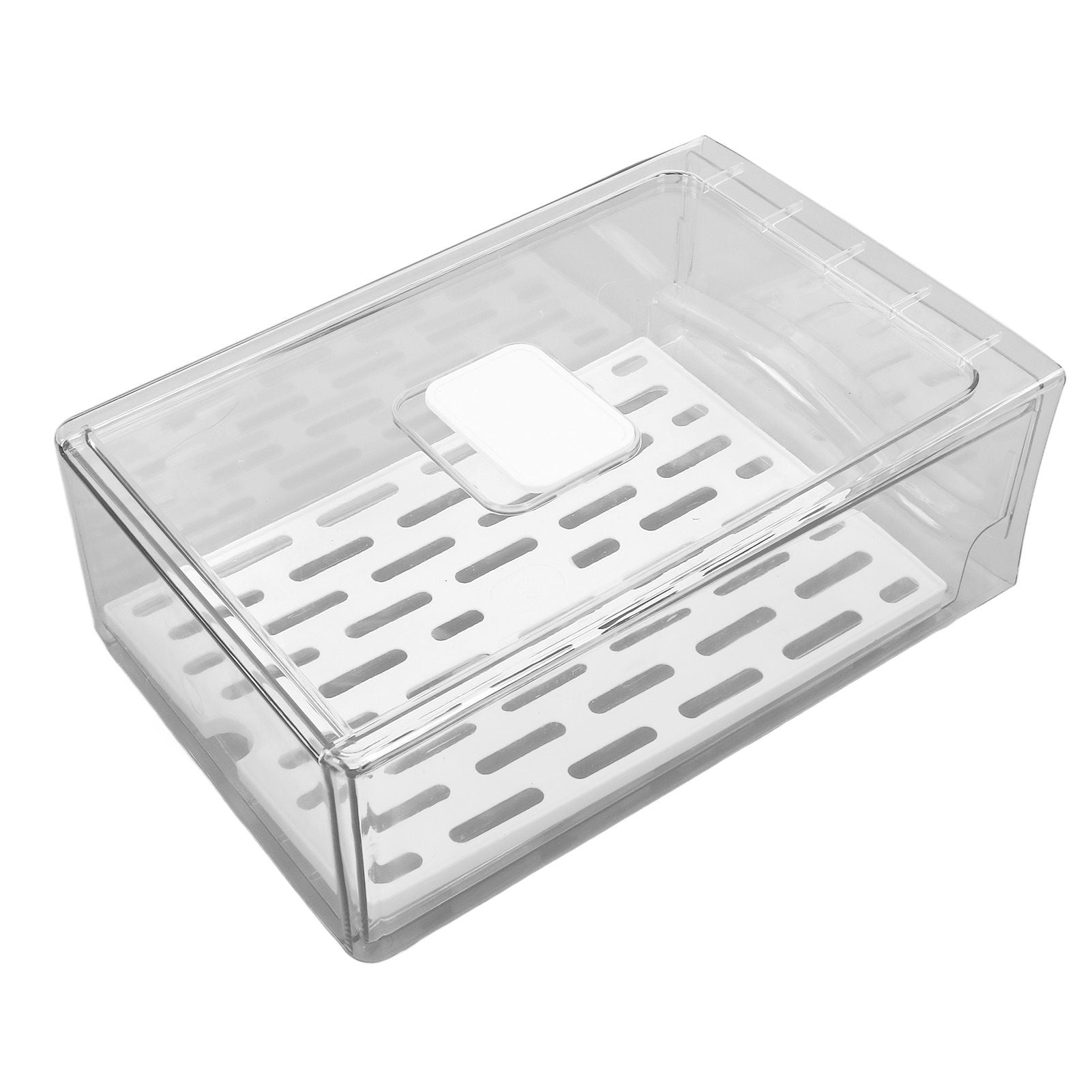Refrigerator Storage Box Holder with Draining Plate Fruit Storage Container Preservation BoxL 11x20x30cm / V1294-YM0523-3118220040111