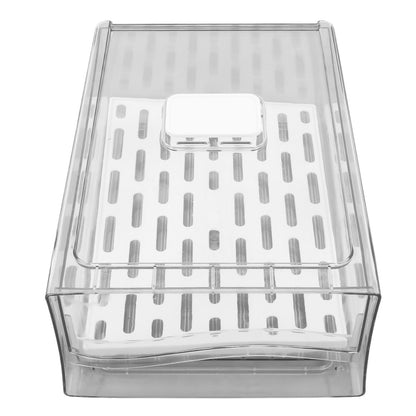 Refrigerator Storage Box Holder with Draining Plate Fruit Storage Container Preservation BoxL 11x20x30cm / V1294-YM0523-3118220040111