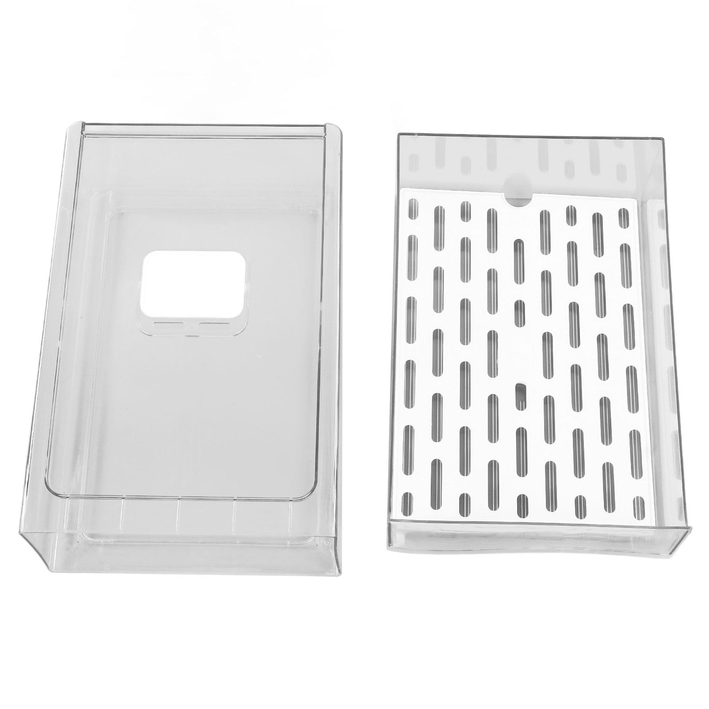 Refrigerator Storage Box Holder with Draining Plate Fruit Storage Container Preservation BoxL 11x20x30cm / V1294-YM0523-3118220040111