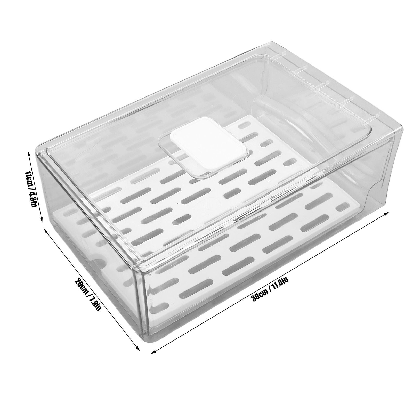Refrigerator Storage Box Holder with Draining Plate Fruit Storage Container Preservation BoxL 11x20x30cm / V1294-YM0523-3118220040111