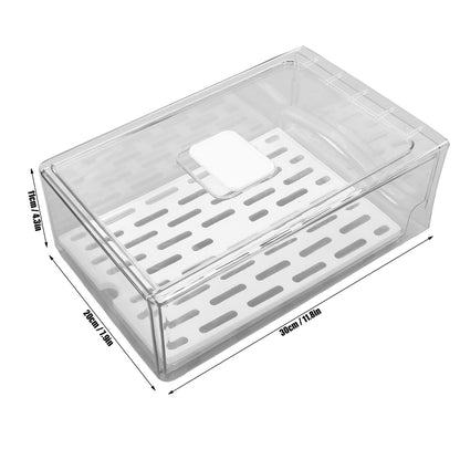 Refrigerator Storage Box Holder with Draining Plate Fruit Storage Container Preservation BoxL 11x20x30cm / V1294-YM0523-3118220040111
