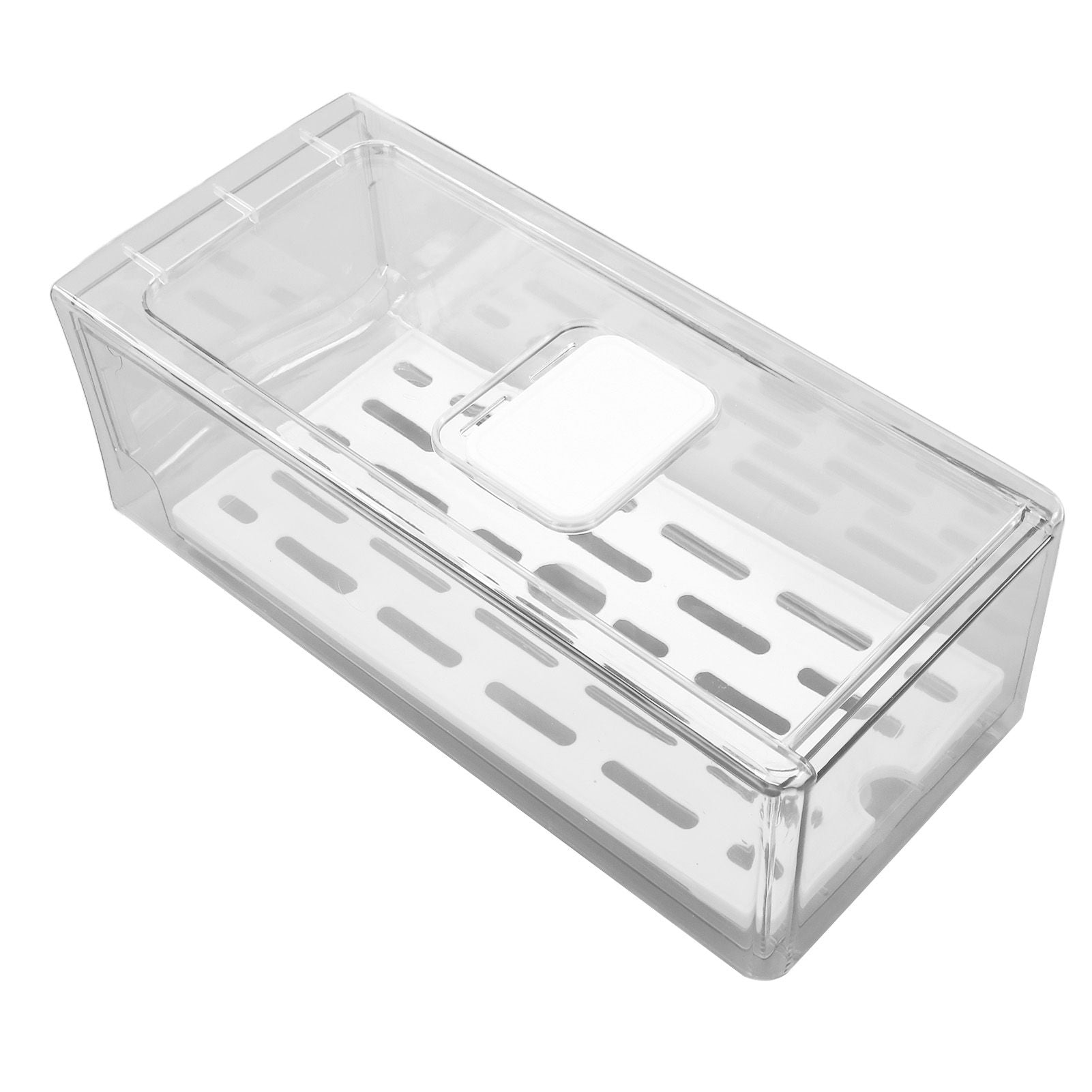 Refrigerator Storage Box Holder with Draining Plate Fruit Storage Container Preservation BoxS 11x14x30cm / V1294-YM0523-3118220040112